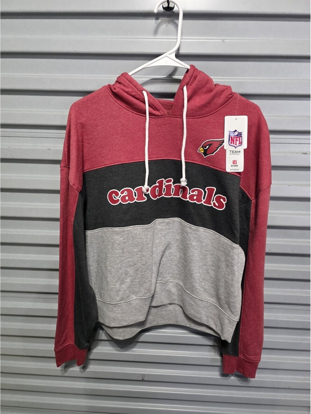 Arizona Cardinals NFL Women’s Colorblock Hoodie Sweatshirt Red Black Gray M